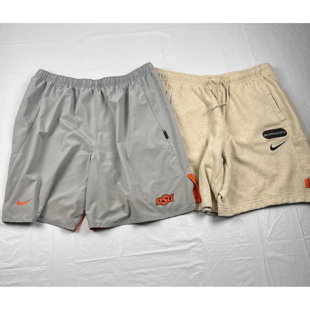 Nike Oklahoma State Cowboys OSU Shorts Bundle Mens 3XL Grey Dri-FIT Tan Fleece